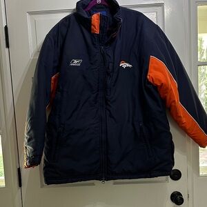Xl men’s Denver Broncos NFL Reebok Dark Blue and Bright Orange Jacket
